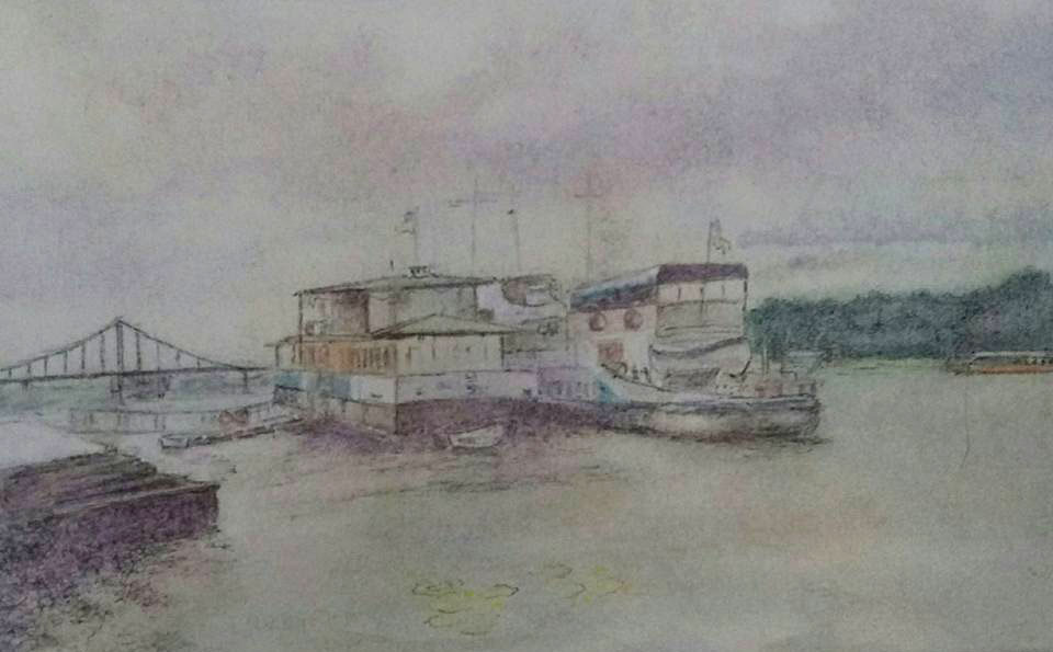 «У порту» із циклу «Україна». 2016. Папір, акварель